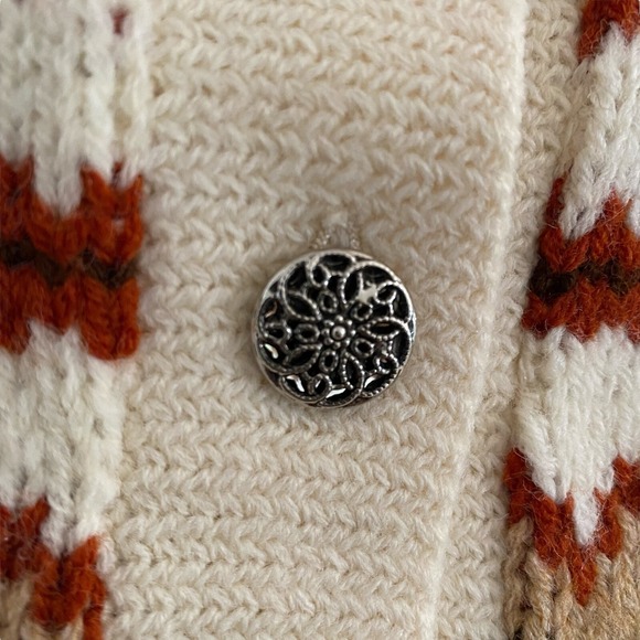 NWT VTG Jersild Nordic Fair Isle Ivory Wintuk Button Up Cardigan Sweater Size 40 - Picture 4 of 10